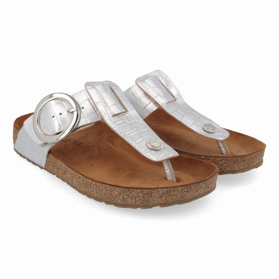 Haflinger Round Schnallen Corinna Sandalen Damen Silber | PGK6558QB